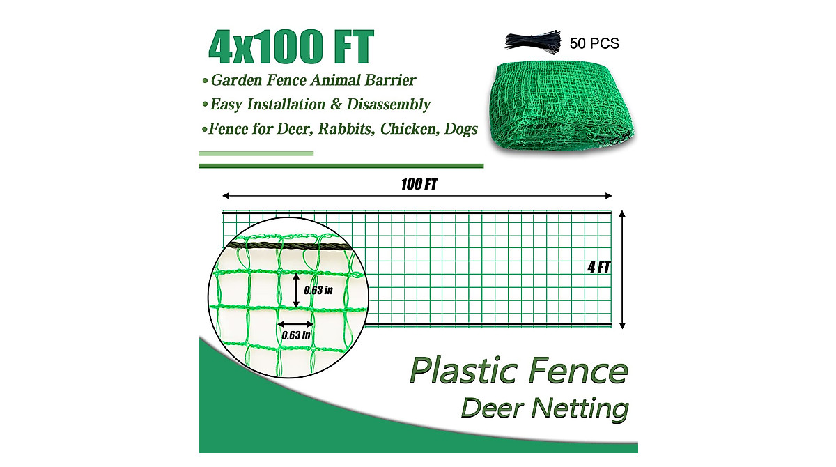Hortifan Temporary Fence Plastic Mesh Fencing, 4FT x 100FT Garden Bird ...