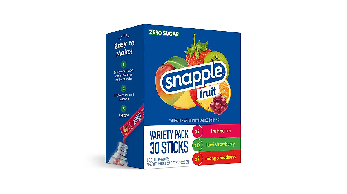 Snapple Powder Drink Mix Variety Pack — 30 Zero-Sugar Flavors