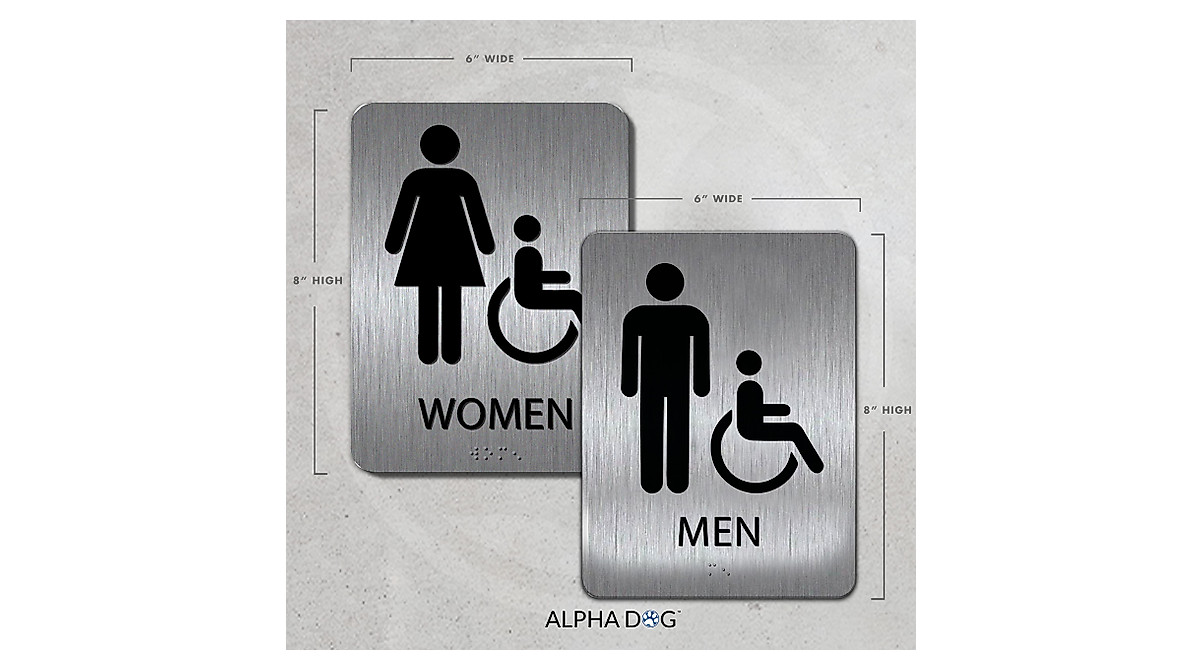 Alpha Dog Bathroom Sign Bundle - ADA Compliant Restroom Signs