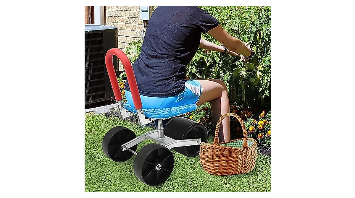 Rolling Garden Cart Stool with 360° Swivel