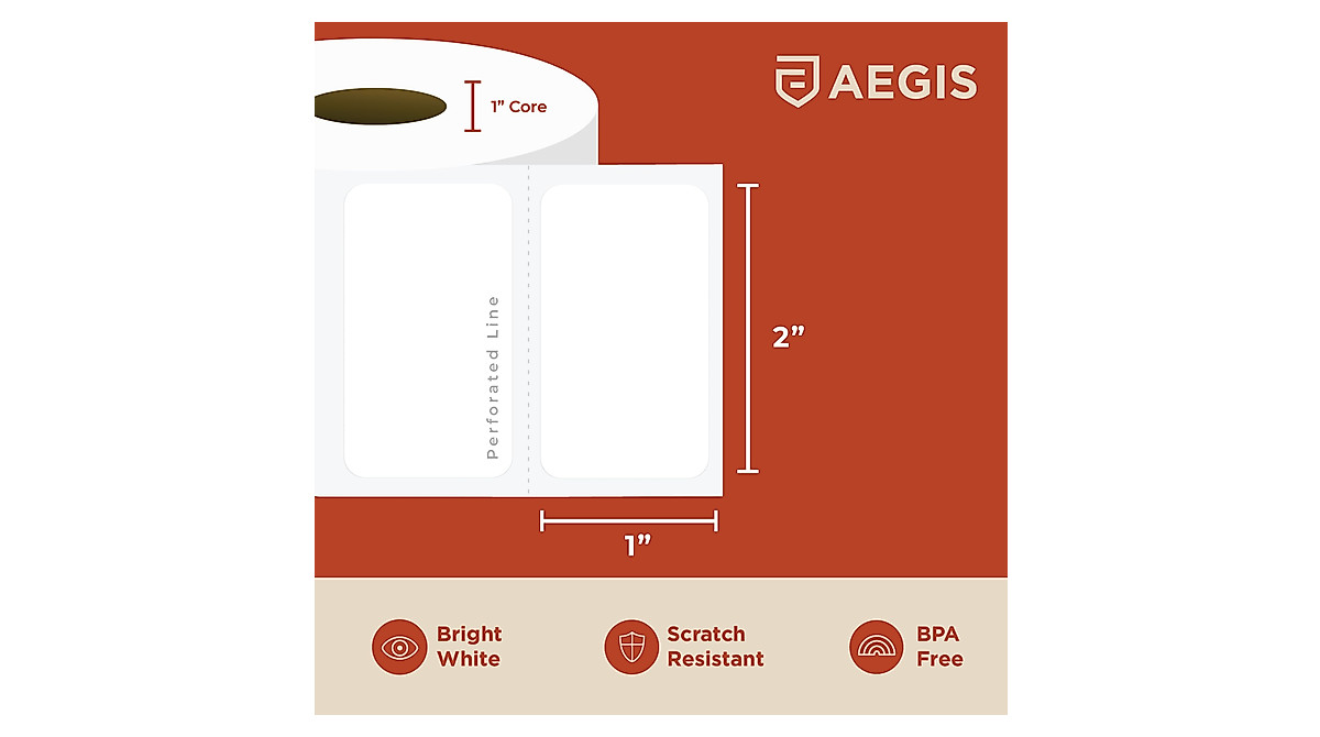 Aegis Adhesives 2x1 Direct Thermal Labels for Barcode & Shipping Labels