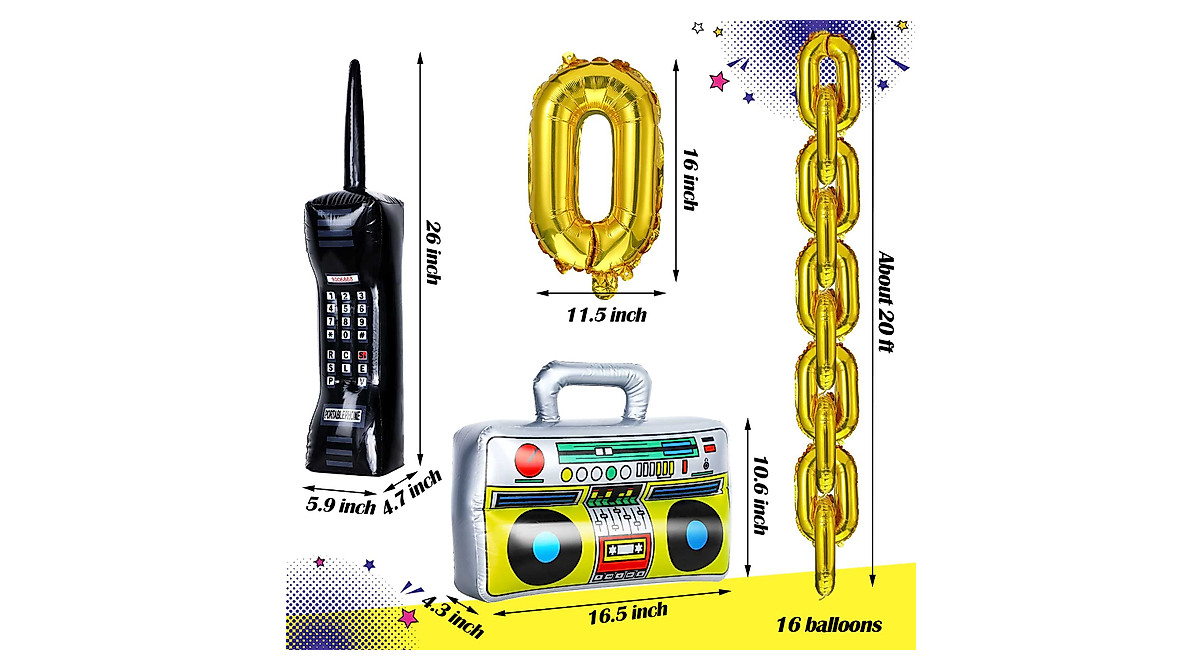 90s Party Decorations: Inflatable Boombox & Balloons