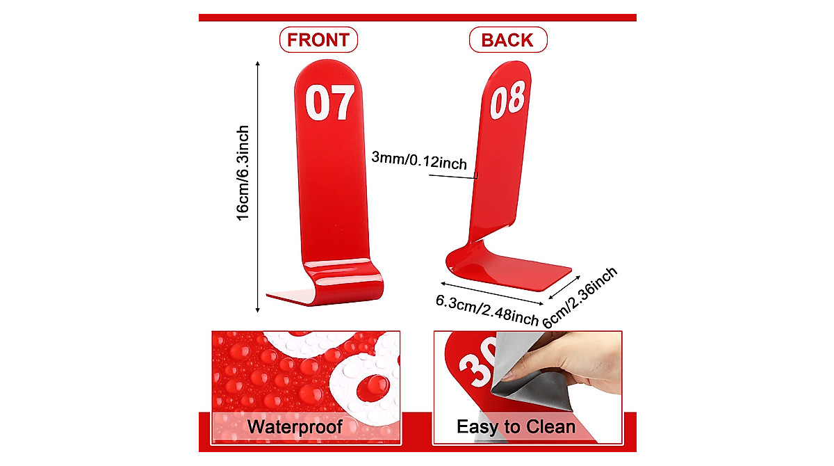 Red Acrylic Table Numbers for Restaurants & Events
