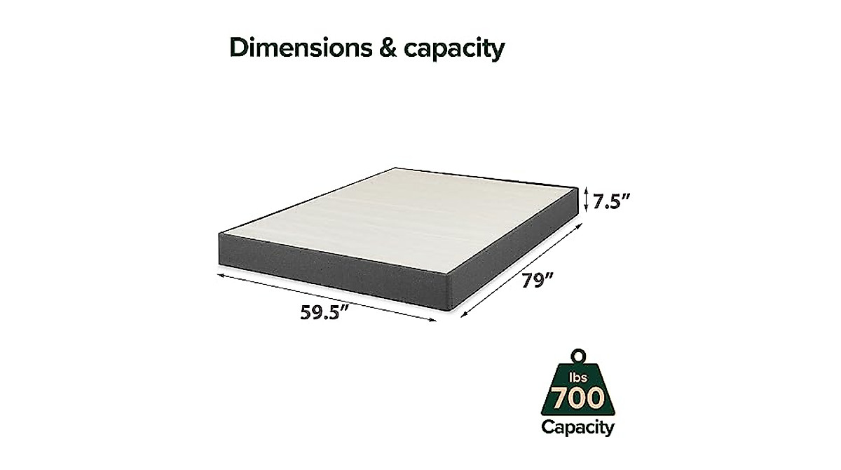 ZINUS Upholstered Box Spring - Stylish & Durable Support