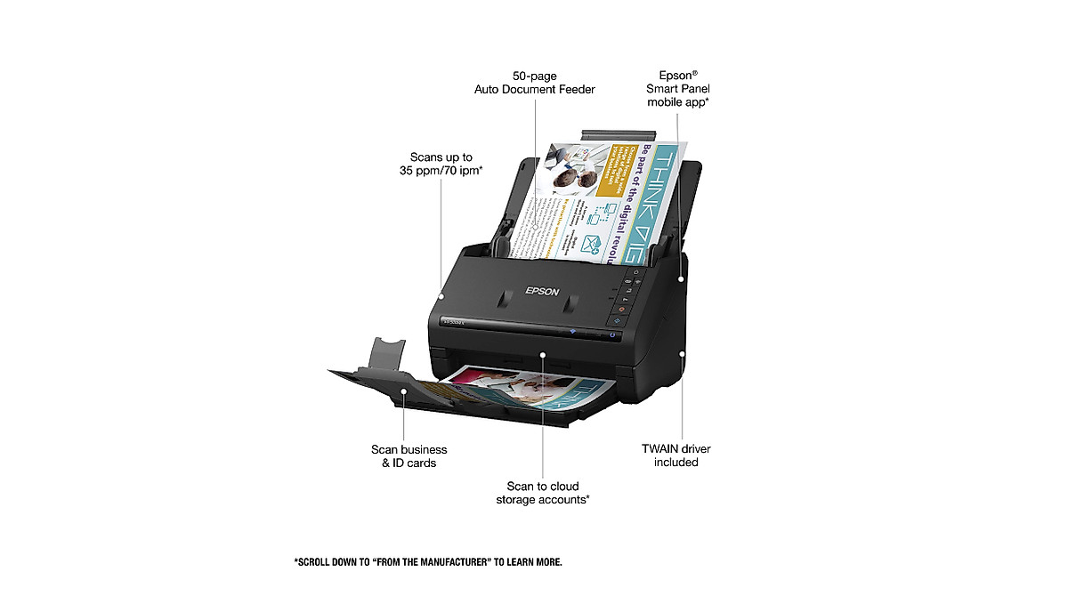Epson ES-500W II Wireless Duplex Scanner - Fast and Efficient