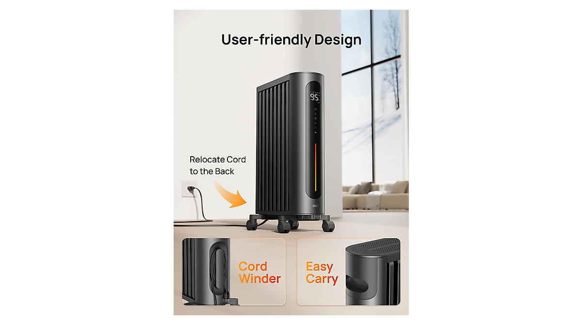 Dreo Oil Filled Radiator Heater 1500W for Large Rooms - Smart Safety ...