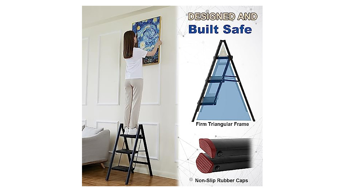 Double Elite 3 Step Ladder - Sturdy & Compact Design