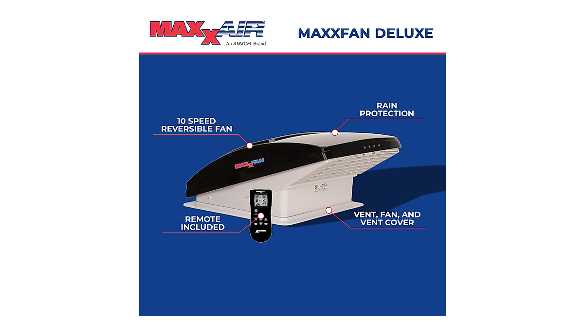 MAXXAIR Maxxfan Deluxe: All-in-One RV Vent Fan & Rain Cover