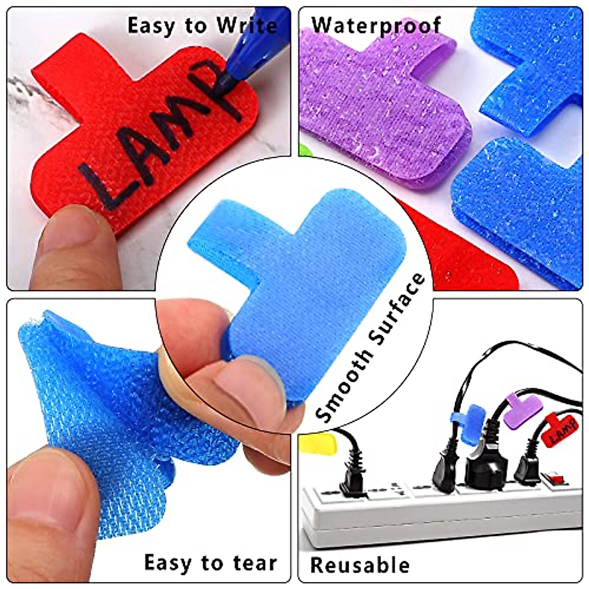 50 Color Cable Labels for Easy Cable Management | Reusable Nylon Tags