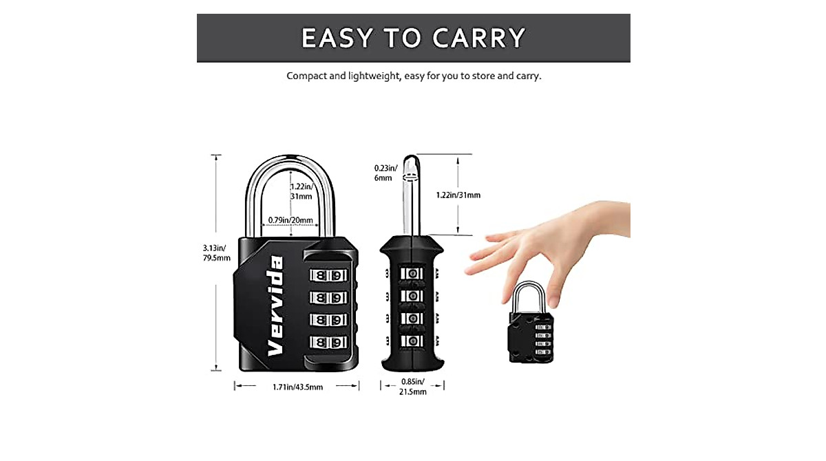 Vervida Resettable 4-Digit Combination Lock - 2 Pack