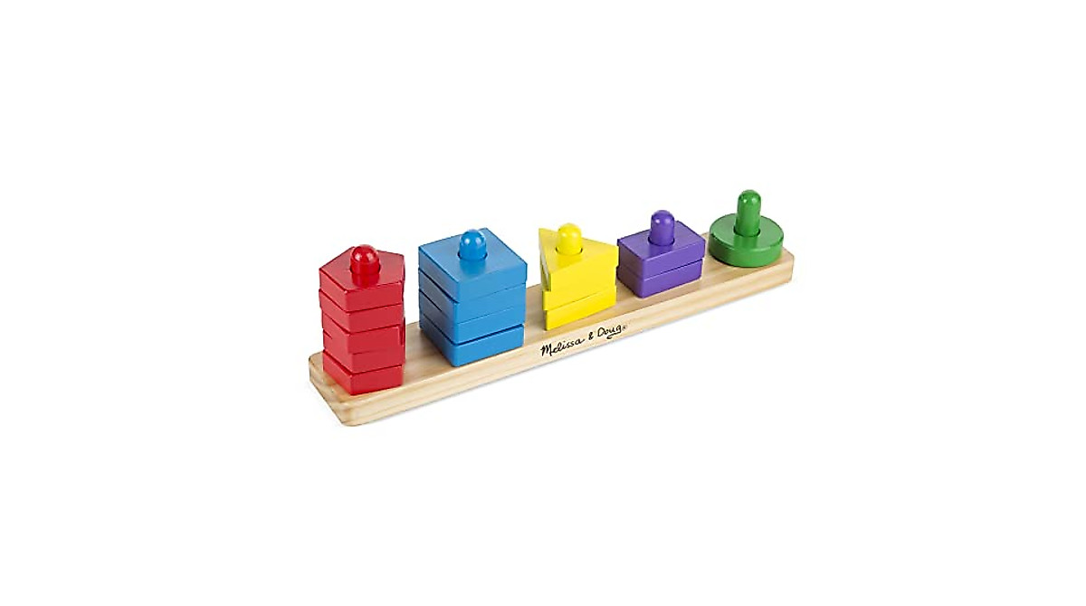 Melissa & Doug Stack and Sort Board - Wooden Educational Toy for Kids 2+