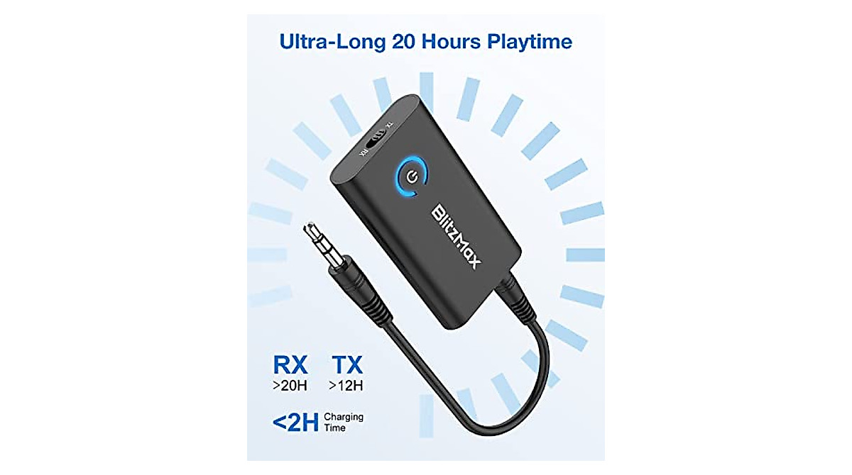 BlitzMax Bluetooth 5.2 Transmitter & Receiver - Portable Dual-Link Adapter