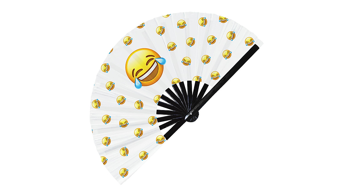 Emoji Hand Fan: UV Glow Bamboo Fan for Festivals