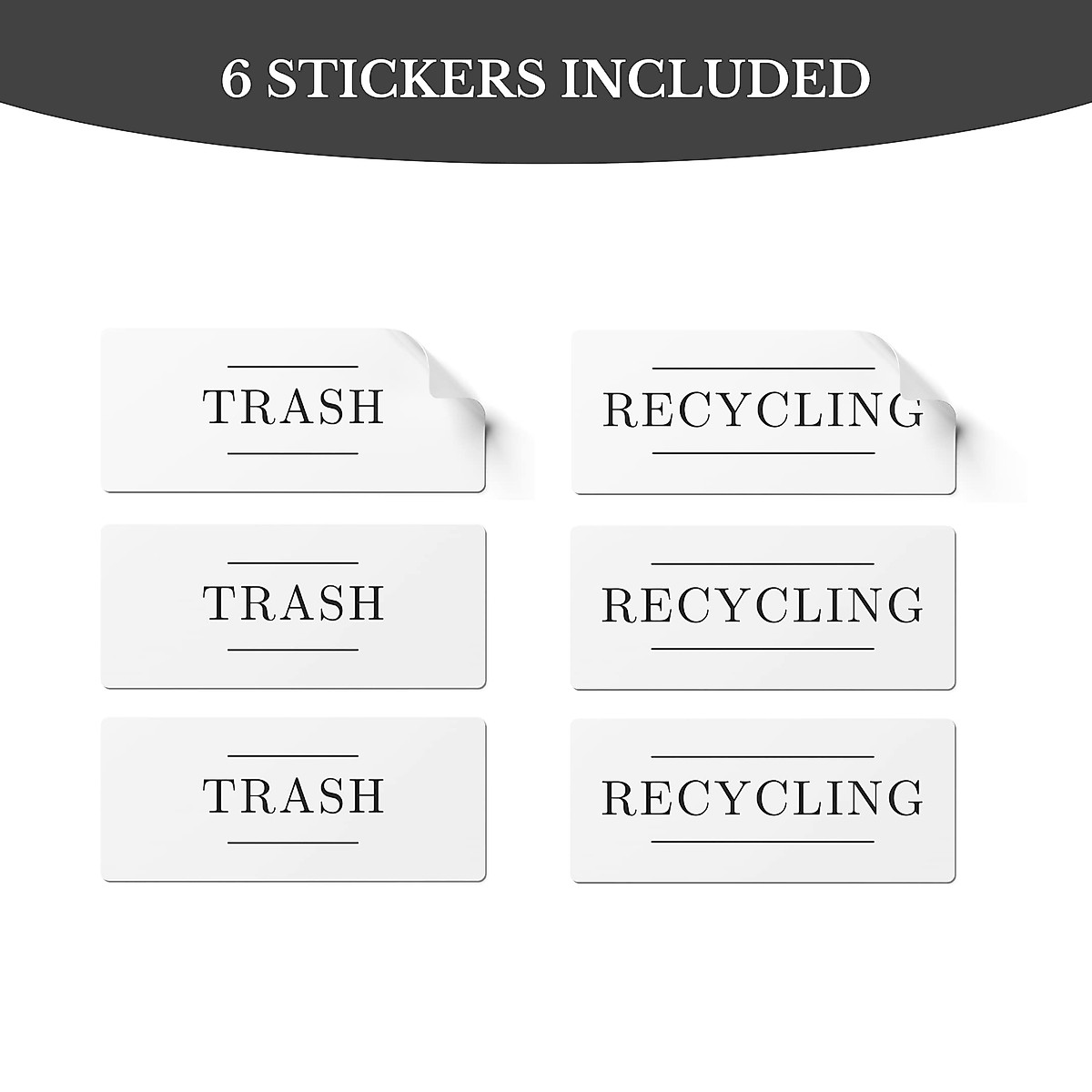 Set of 6 Trash and Recycling Stickers - Durable & Stylish