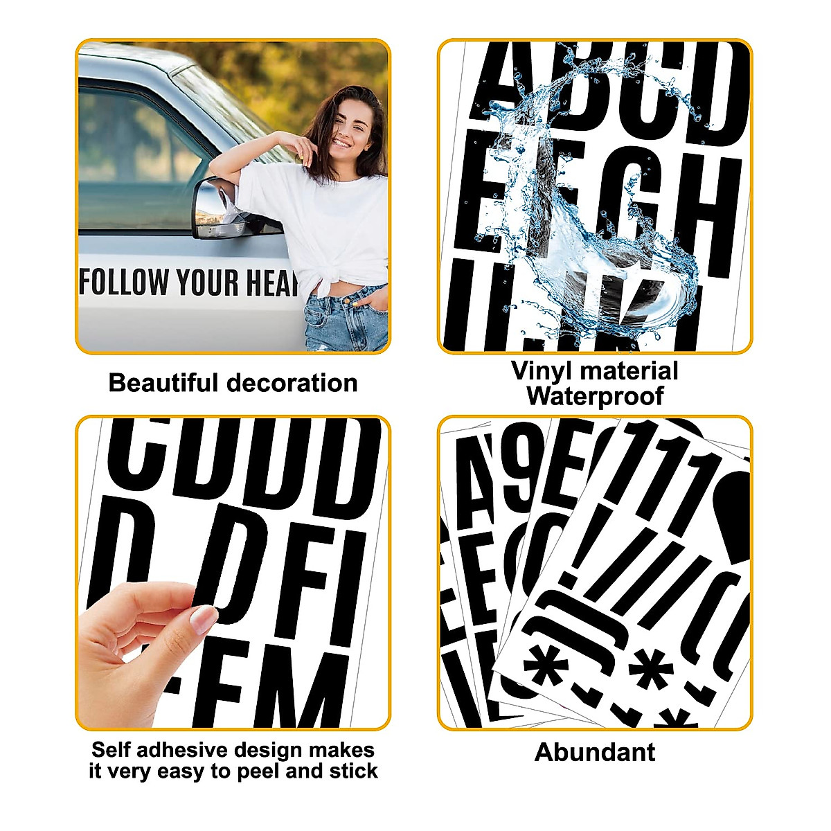 8 Sheets Waterproof Alphabet Stickers for Craft & Decoration