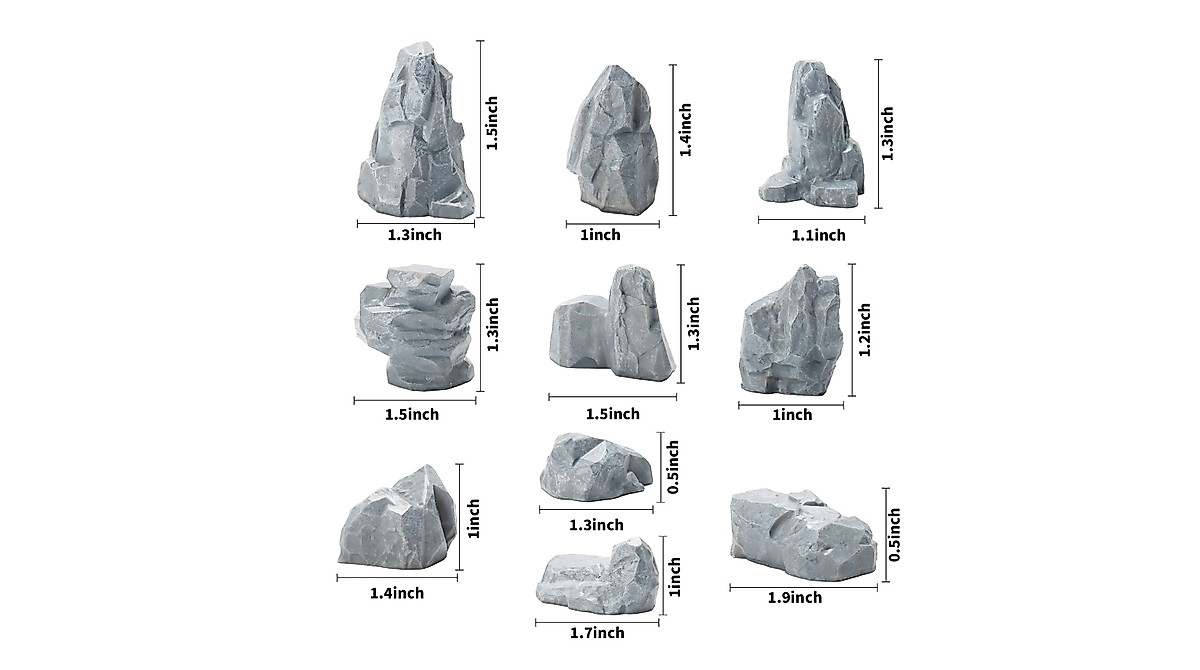 Warmtree Diorama Rocks - 10 Miniature Stone Statues