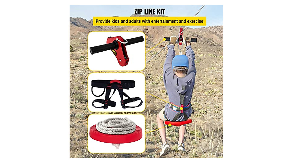 VEVOR 110FT Backyard Zip Line for Kids & Adults | Safe & Durable