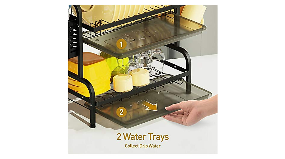 Swedecor 2-Tier Rust-Resistant Dish Drying Rack for Small Kitchens