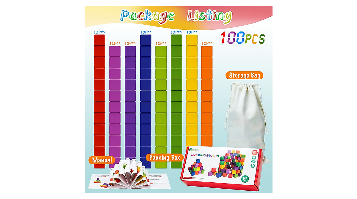 100PCS Wooden Building Blocks for Kids | Educational Stacking Toys
