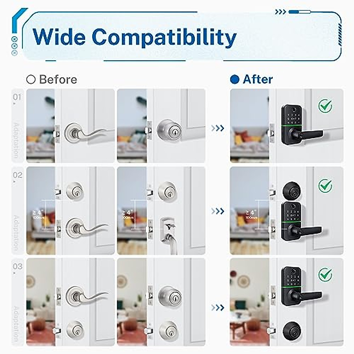 Timsunber Keyless Entry Door Lock With Handle, Fingerprint Smart Locks, Key Pad