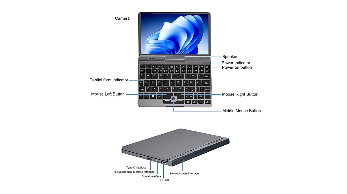 SHYEKYO 8 Inch Mini Laptop with Touch Screen & 12GB RAM | Compact ...