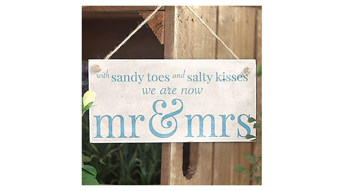 Beach Wedding PVC Sign - ‘With Sandy Toes .. Mr & Mrs’ Decor