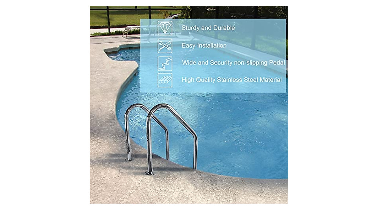 Sturdy WECIYGG 3-Step Swimming Pool Ladder - 330lbs Capacity