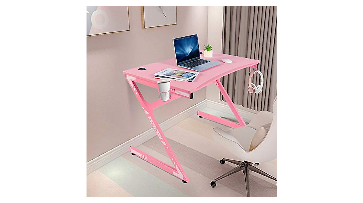 YIGOBUY Pink Gaming Desk - Stylish & Sturdy