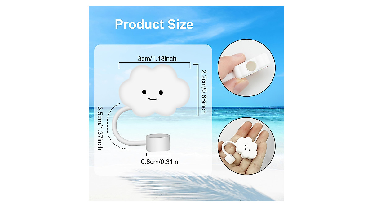 Cute Reusable Silicone Straw Covers 12 Pack for 6-8mm Straws