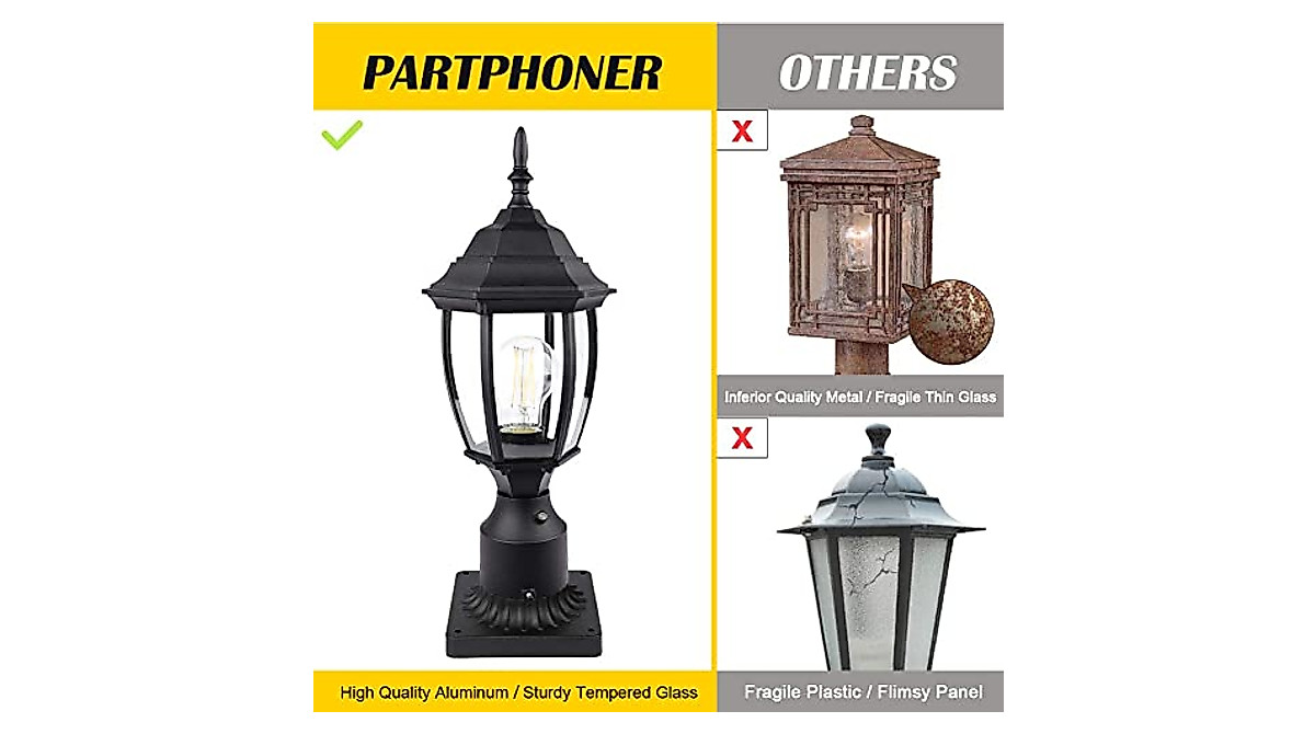 Dusk to Dawn Outdoor Post Light - Waterproof Aluminum