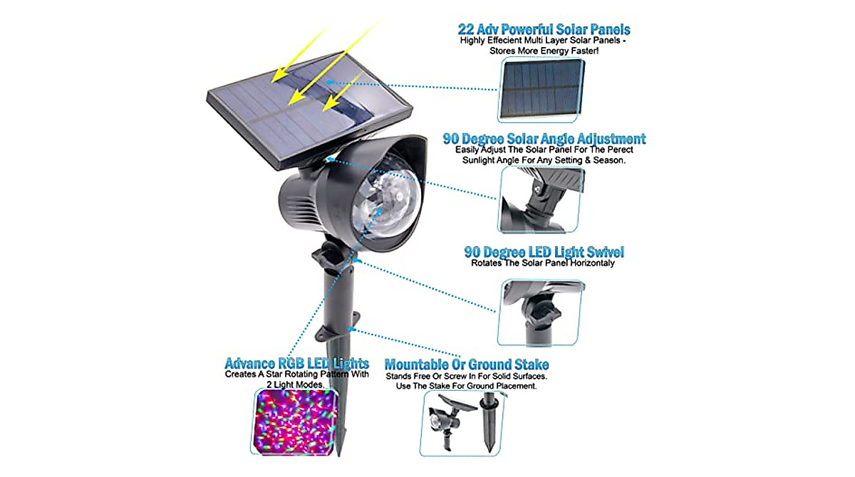 5 STAR SUPER DEALS Solar RGB Projector Light | Garden & Outdoor Decor