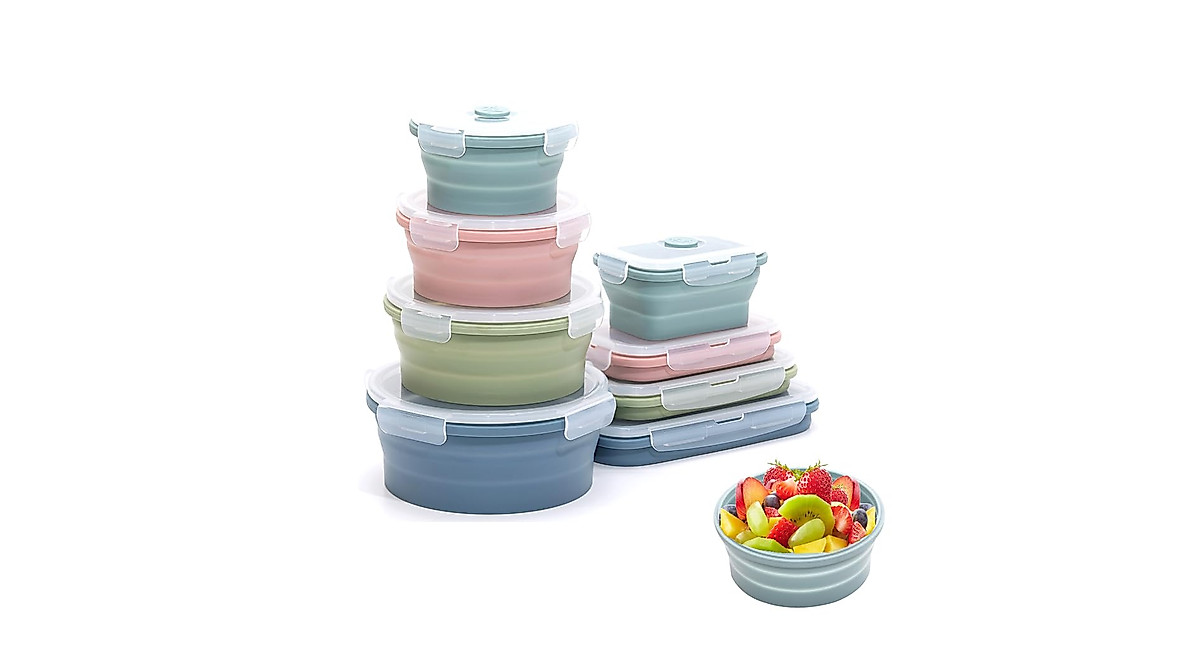 K HOME VT Collapsible Silicone Storage Containers Set