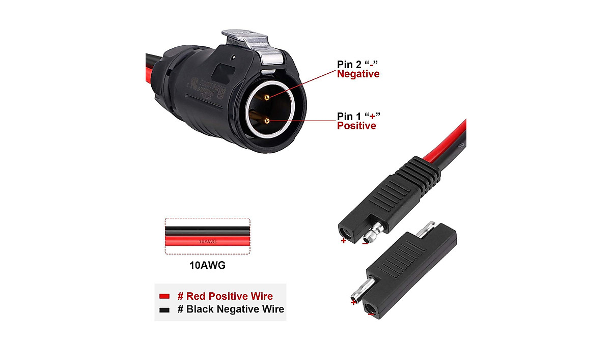 SolarEnz RV Camper Plug Adapter - SAE to 2 Pin Solar