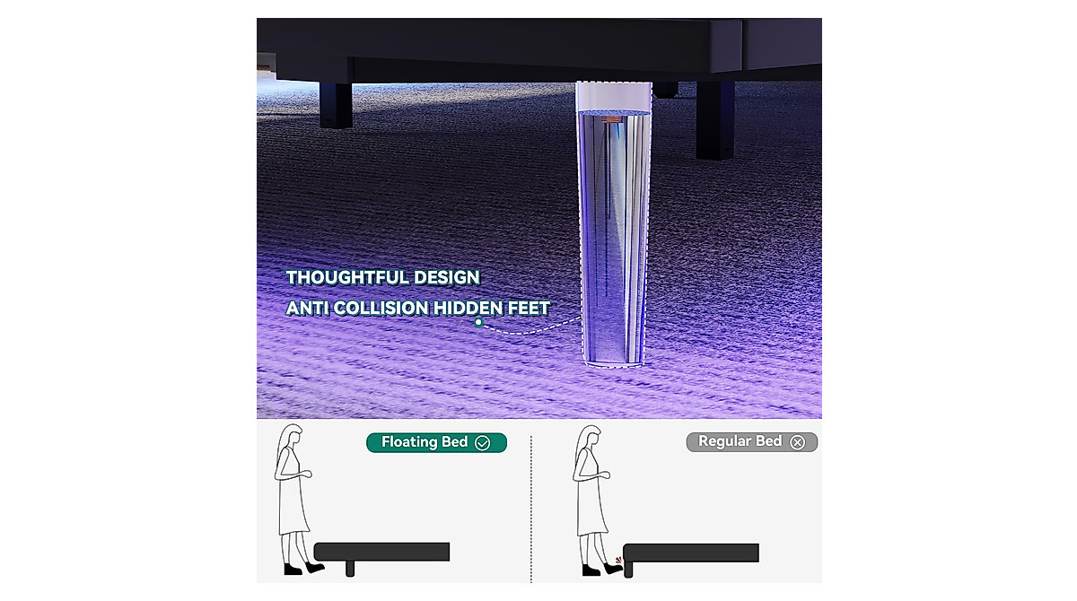 YITAHOME Floating Bed Frame with LED & USB Ports