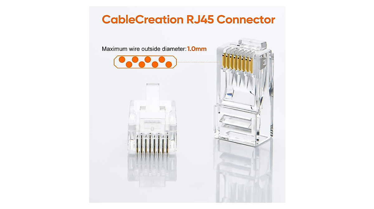 CableCreation Cat6 RJ45 Connectors 100-Pack for Ethernet Networks