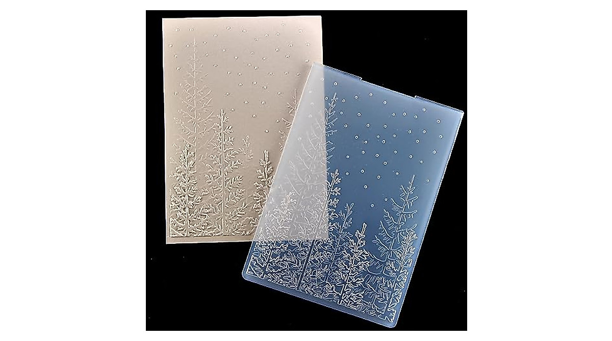 KWELLAM 3D Snowfall Tree Embossing Folders for Card Making