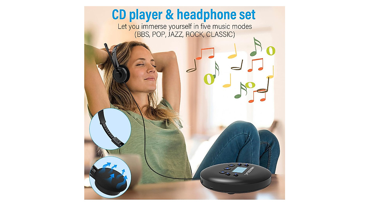 MONODEAL 2024 Portable CD Player – Rechargeable & Anti-Skip