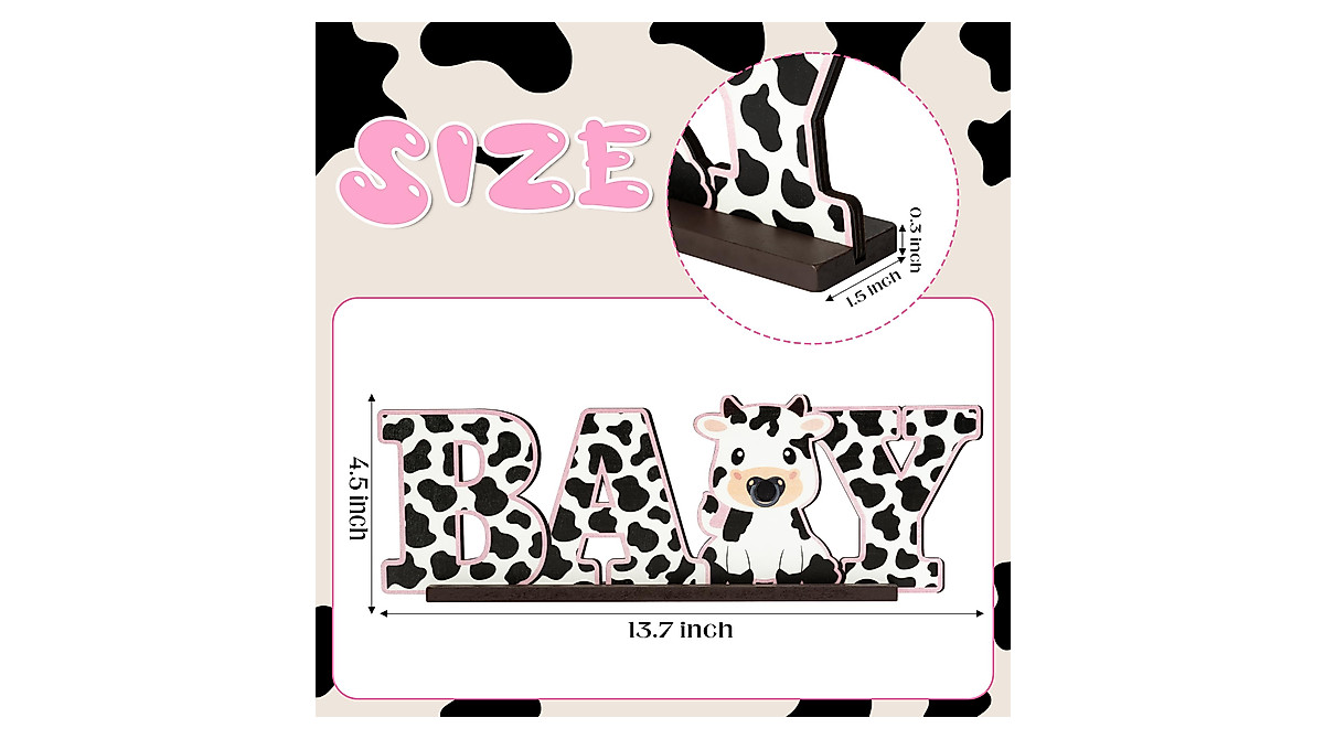 Baby Cow Wooden Centerpiece for Baby Shower and Birthday Decor