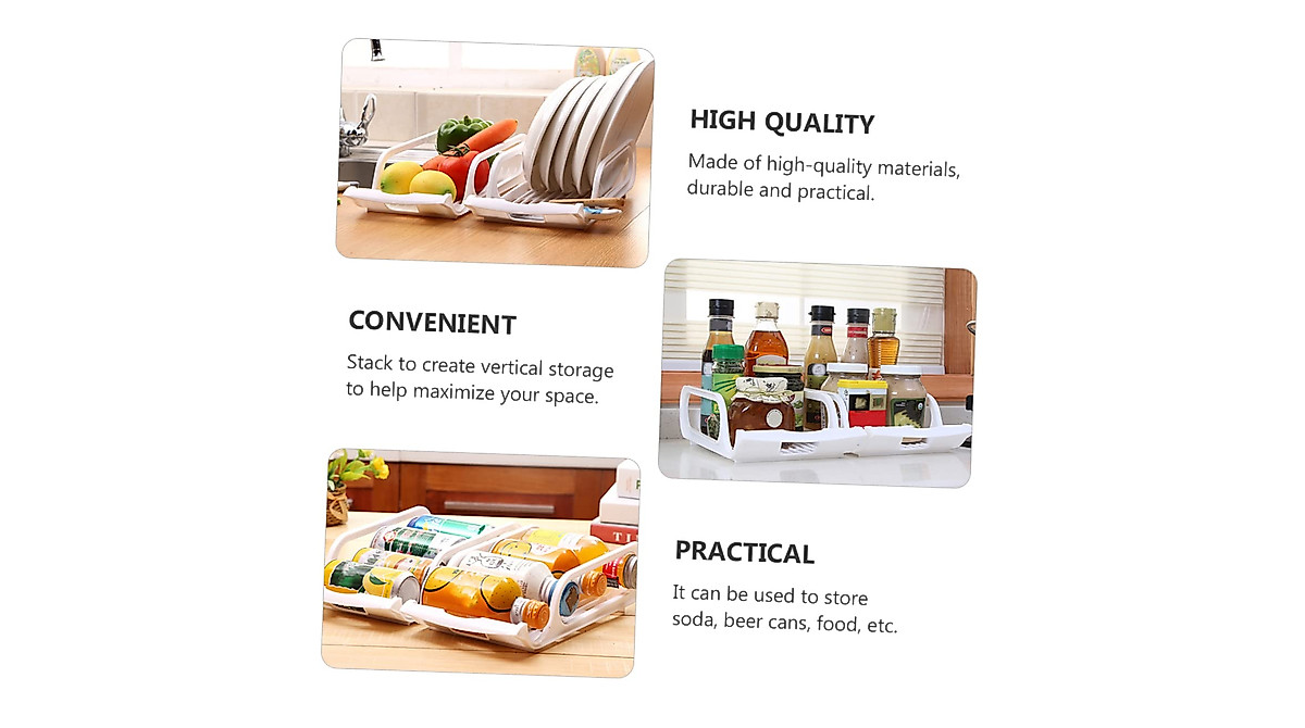 OSALADI 2pcs Beer Rack for Fridge - Stackable Plastic Organizer