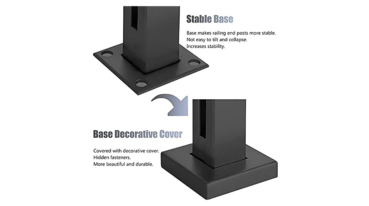 Heavy Duty Black Metal Glass Railing Post for Indoor & Outdoor Spaces