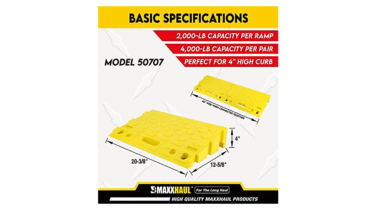 MAXXHAUL Portable Interlocking Curb Ramps | 4000 lbs Cap