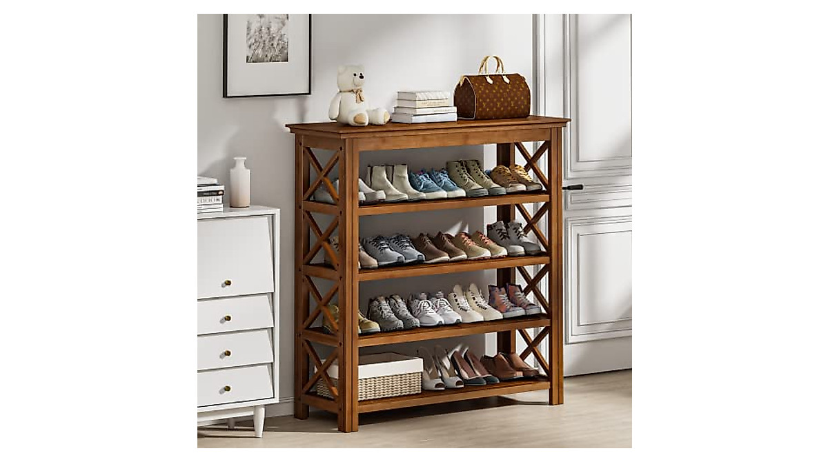 Bamworld 5-Tier Wooden Shoe Rack for Entryway