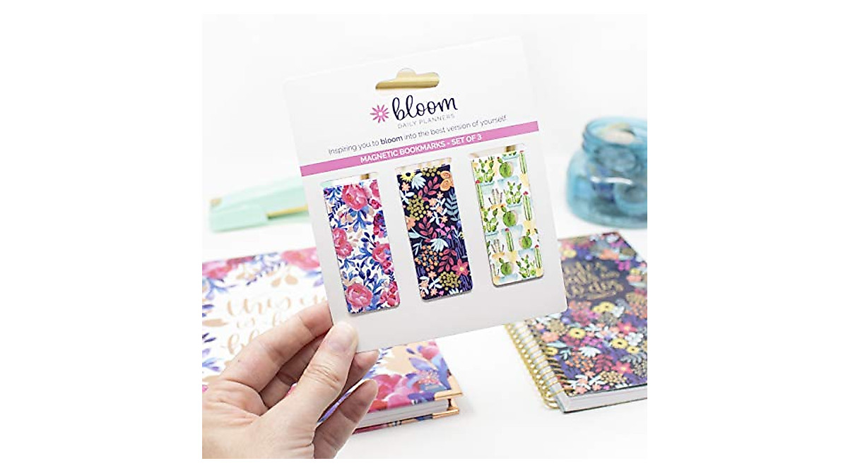 Bloom Daily Planners 3-Pack Magnetic Bookmarks | Stylish & Secure