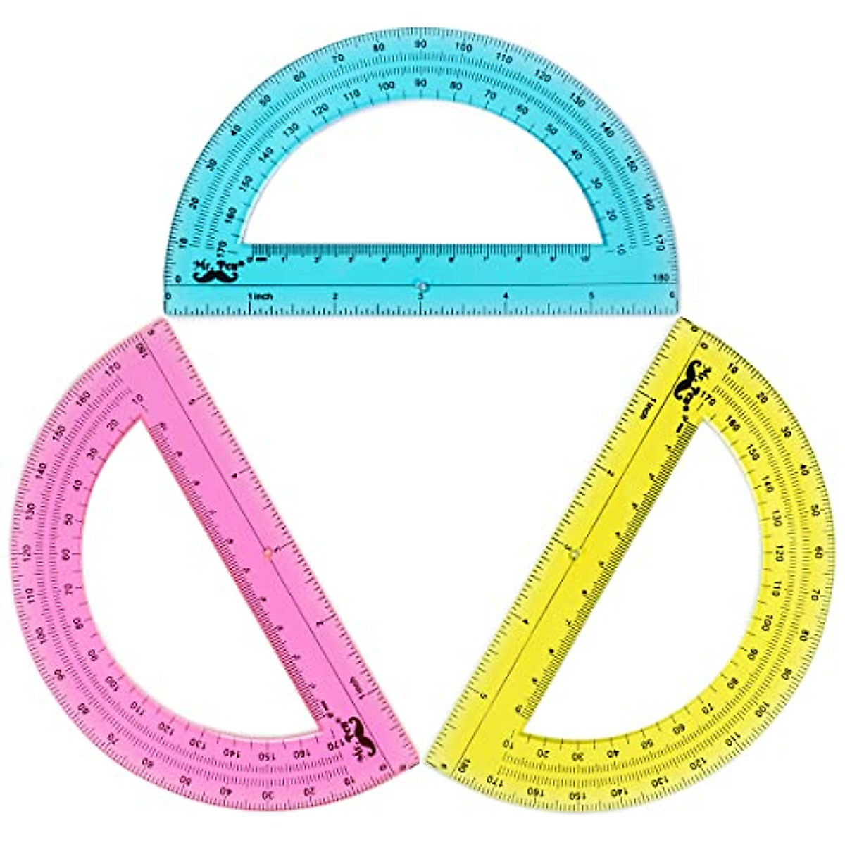 Mr. Pen Colorful Protractors - 3 Pack for Kids' Geometry