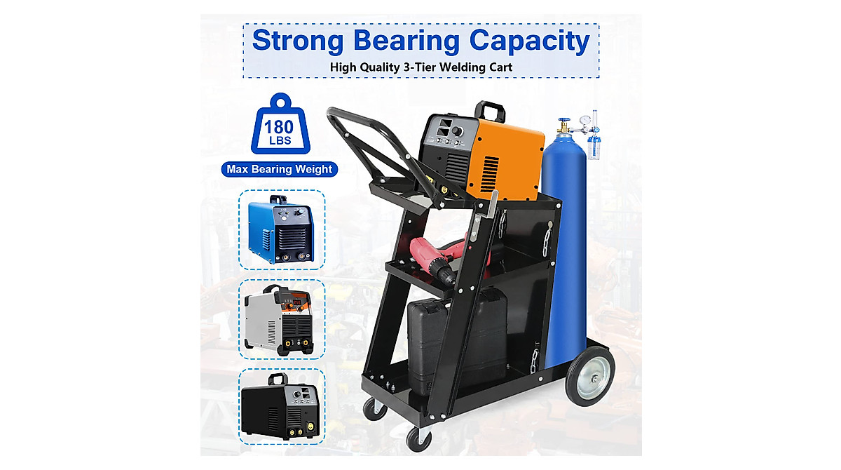 Henf Heavy Duty 3-Tier Welding Cart - Durable, Versatile Design